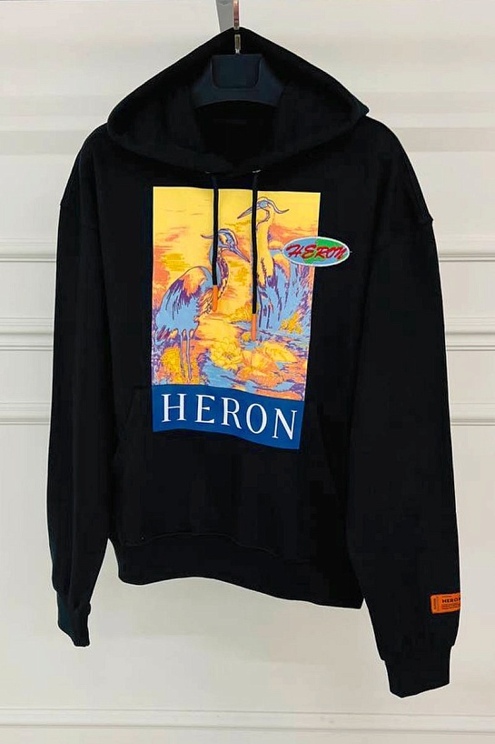 Чёрное мужское худи Heron Preston heron-print