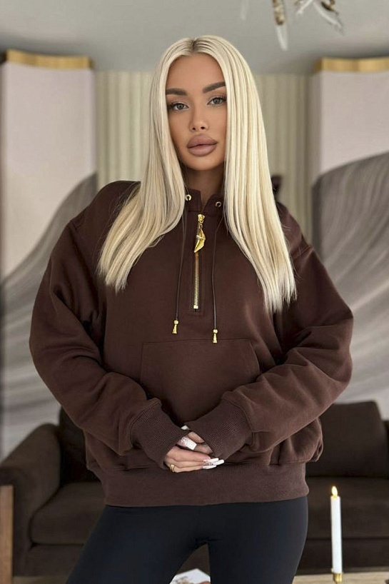 Женский свитшот Schiaparelli Premium zip neck - Brown