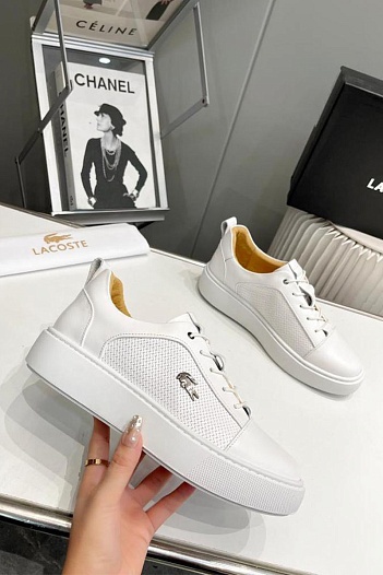 Кожаные кроссовки Lacoste logo-plaque - White   