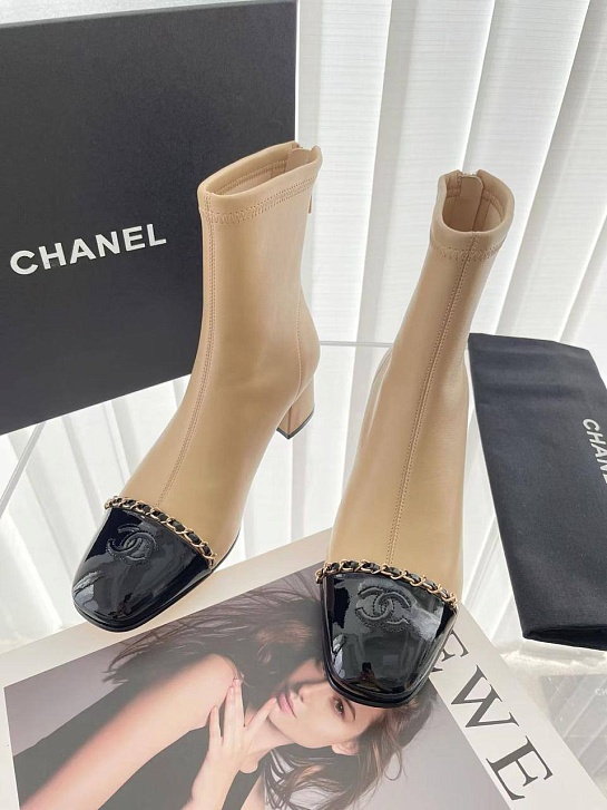 Женские кожаные сапоги Chanel premium