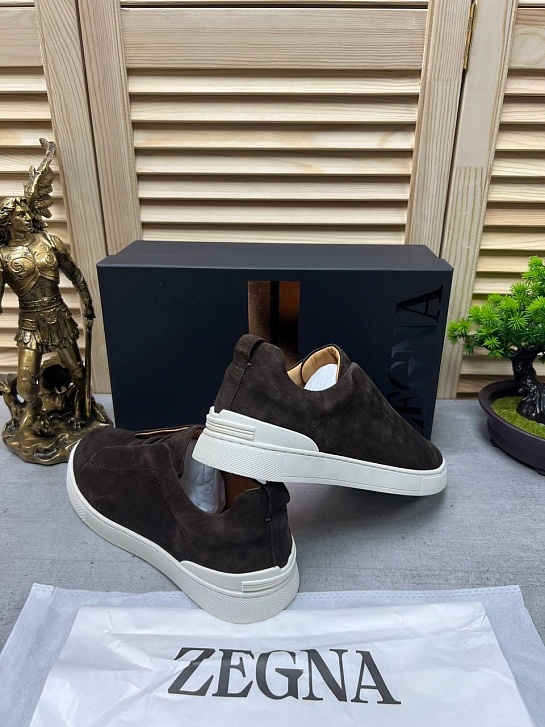 Замшевые кроссовки Ermenegildo Zegna Triple Stitch low-top - Brown