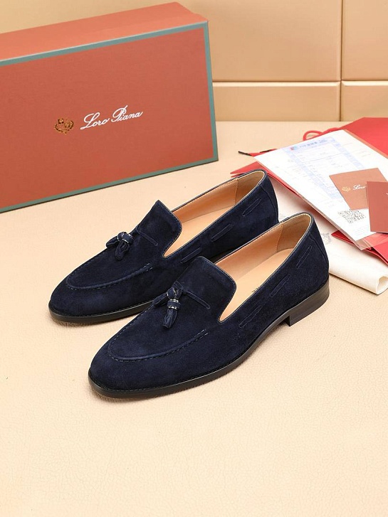 Замшевые лоферы Loro Piana tassel - Navy