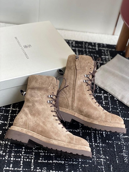 Женские замшевые ботинки Brunello Cucinelli Premium - Brown