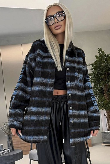 Женская утеплённая рубашка в клетку Chrome Hearts Premium   