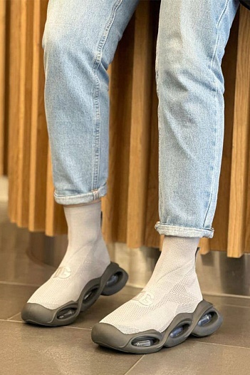 Женские серые кроссовки Dolce&Gabbana Wave mid-top   