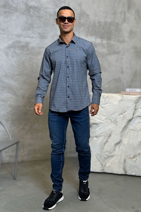 Мужская тёмно-синяя рубашка Armani Exchange