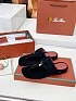 Женские замшевые шлёпанцы Loro Piana Premium - Black