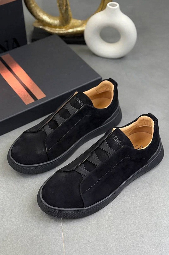 Замшевые кроссовки Zegna Triple Stitch