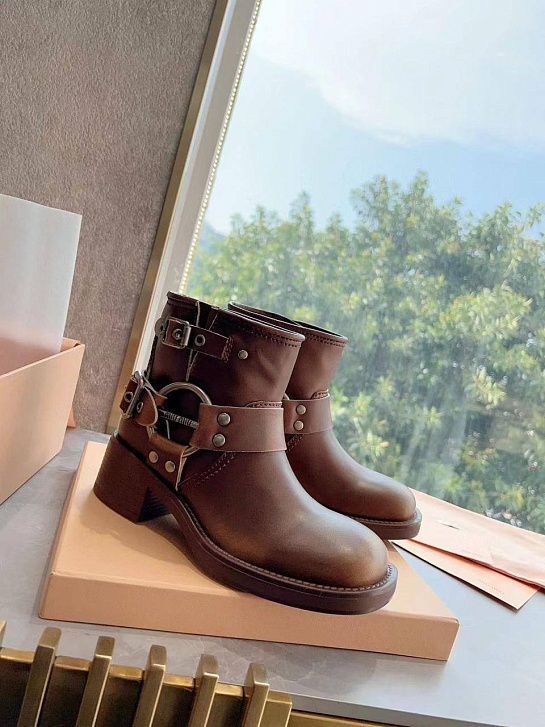 Женские кожаные ботинки MIU MIU Ankle Premium