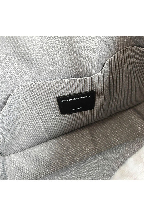 Женская серая сумка Alexander Wang Ryan ribbed-knit 26x20 см