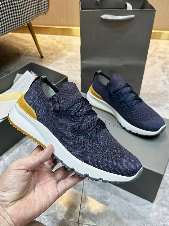 Текстильные кроссовки Brunello Cucinelli синего цвета