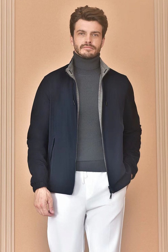 Двусторонняя куртка Zegna Premium zip-up - Navy / Grey
