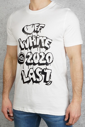Удлинённая мужская футболка Off-White - White   