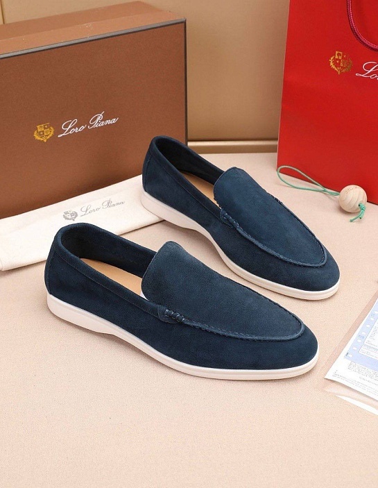 Мужские замшевые лоферы Loro Piana Summer Walk - Blue