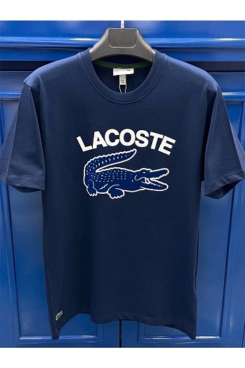 Мужская синяя футболка Lacoste logo-print   