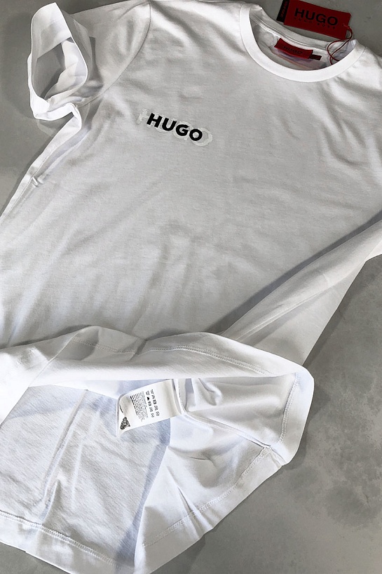 Мужская белая футболка Hugo Boss logo print