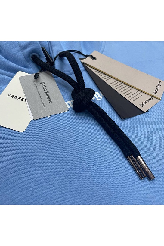 Голубое оверсайз худи Palm Angels Classic logo-print