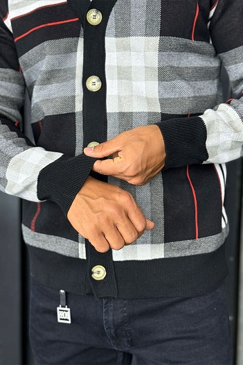 Мужской чёрный кардиган Burberry Vintage Check   