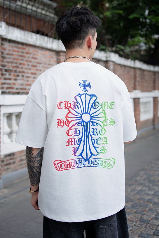 Белая оверсайз футболка Chrome Hearts Premium