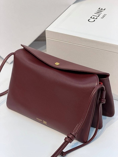 Кожаная сумка Celine Trio Flap premium 22.5x13x3.5 см   