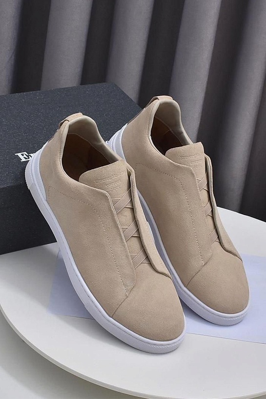 Бежевые кроссовки Ermenegildo Zegna Triple Stitch Suede