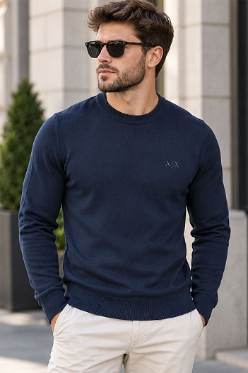 Мужская тёмно-синяя кофта Armani Exchange   