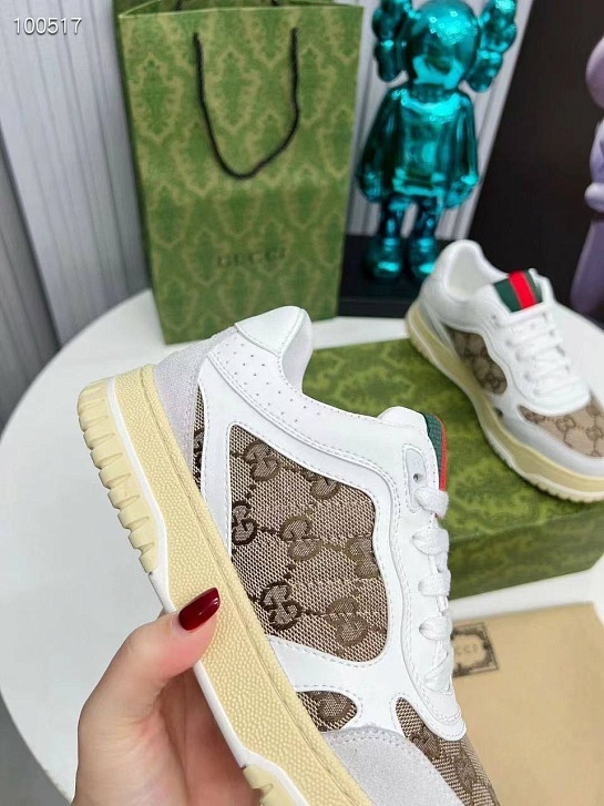 Женские кроссовки Gucci Re-Web - White / Brown