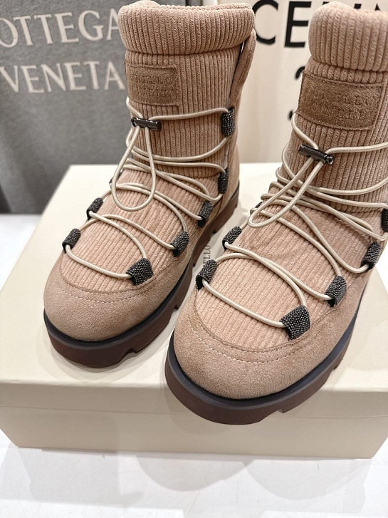 Женские ботинки с мехом Brunello Cucinelli premium - Beige