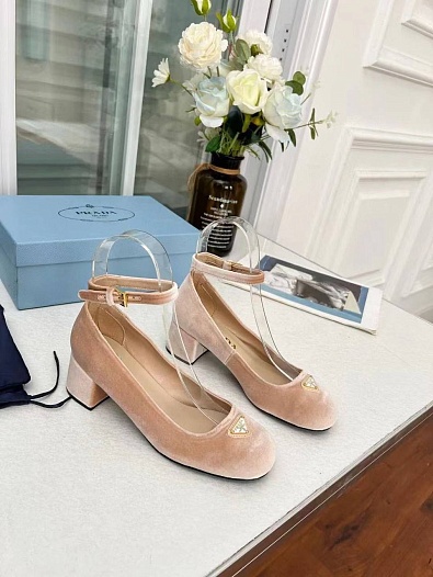 Женски туфли Prada Pink Velvet Premium   
