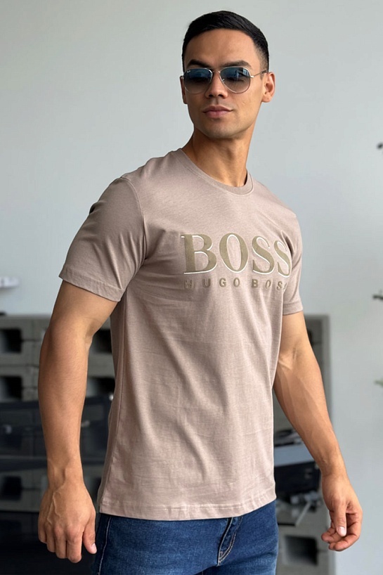 Мужская бежевая футболка Hugo Boss