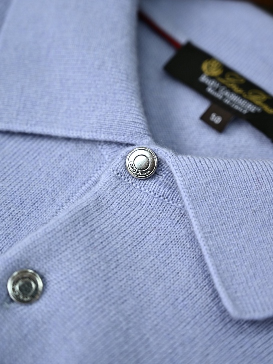 Голубое поло с длинным рукавом Loro Piana premium