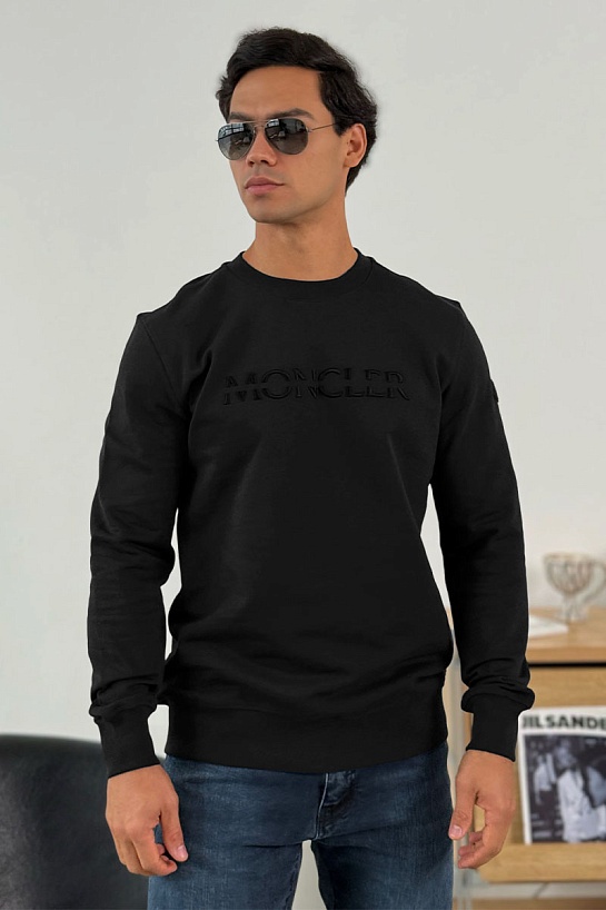 Чёрный оверсайз свитшот Moncler logo-embroidered