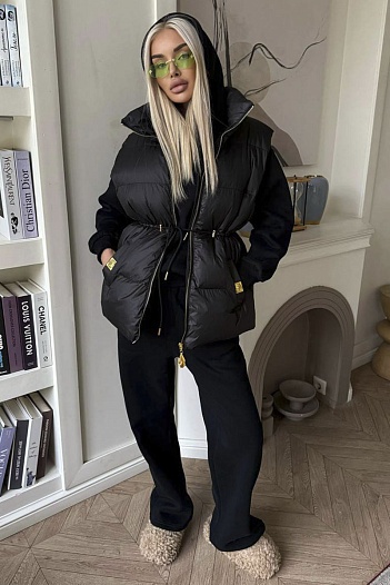 Женский костюм тройка на флисе Schiaparelli premium - Black   