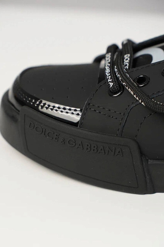 Черные кожаные кроссовки Dolce & Gabbana