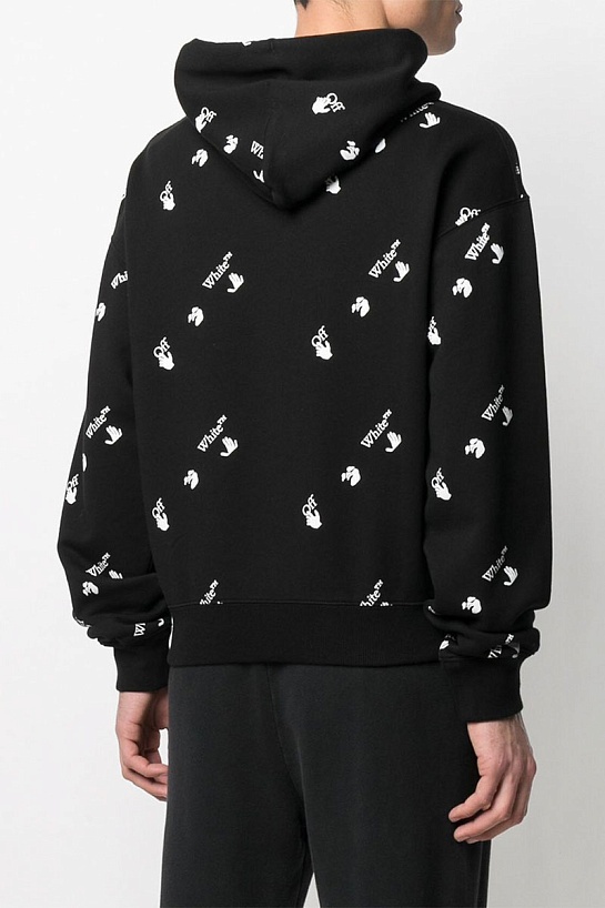 Мужская чёрная кофта Off-White logo all-over