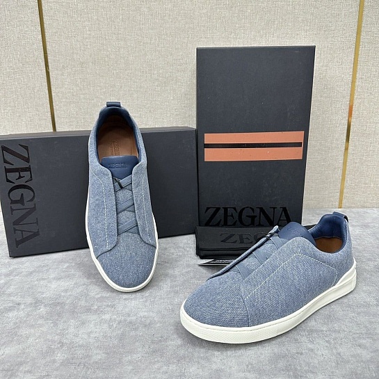 Мужские кроссовки Ermenegildo Zegna Triple Stitch Canvas - Blue