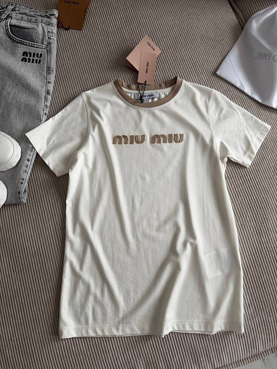 Женская белая футболка MIU MIU premium