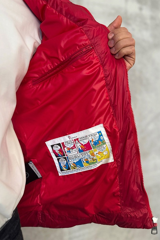Мужской красный жилет Moncler logo-patch