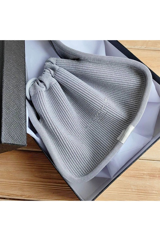 Женская серая сумка Alexander Wang Ryan ribbed-knit 26x20 см