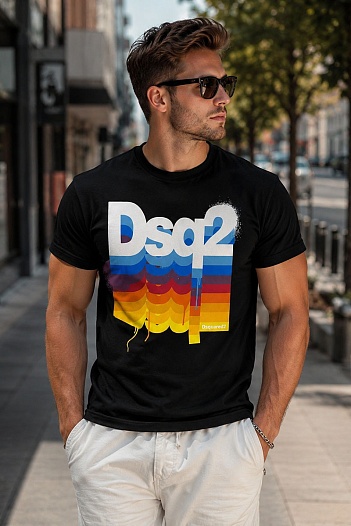Чёрная мужская футболка Dsquared2 logo-print   