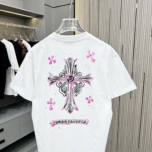Белая оверсайз футболка Chrome Hearts Premium   