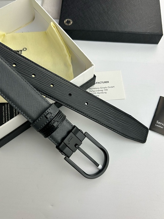 Двусторонний кожаный ремень Montblanc Premium (ширина 3.5 см)