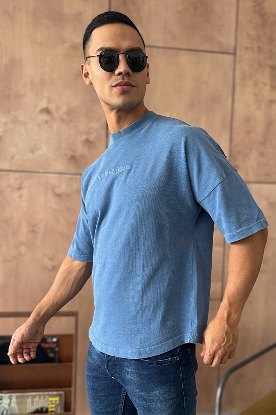 Синяя оверсайз футболка Palm  Angels