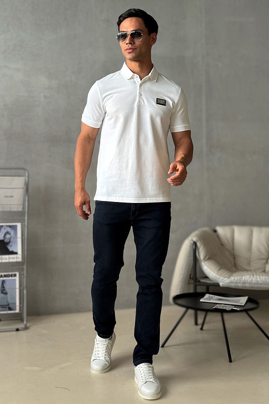 Мужское белое поло Dolce & Gabbana logo-plaque