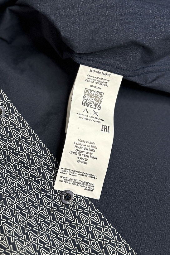 Мужская тёмно-синяя рубашка Armani Exchange