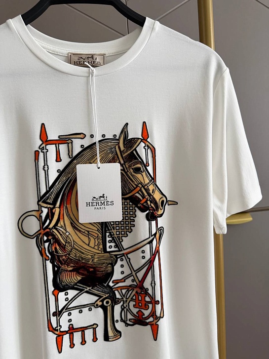 Белая женская футболка Hermes premium