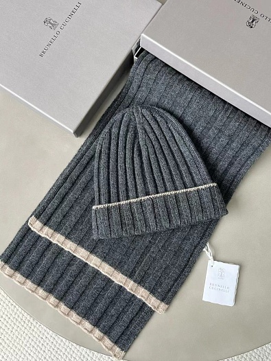 Кашемировый шарф Brunello Cucinelli Premium - Dark Grey   