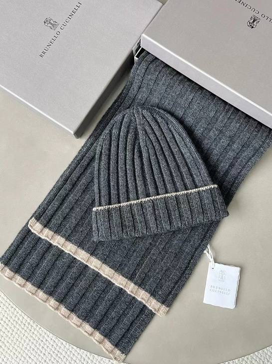 Кашемировый шарф Вrunеllо Сuсinеlli premium - Dark Grey