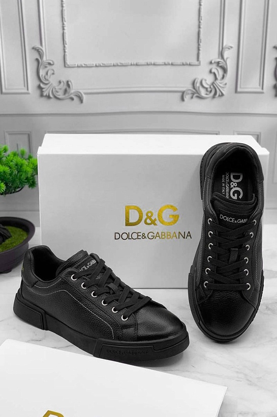 Кожаные кроссовки Dolce & Gabbana Portofino - Black