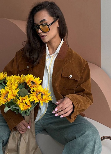 Женский вельветовый бомбер MIU MIU   